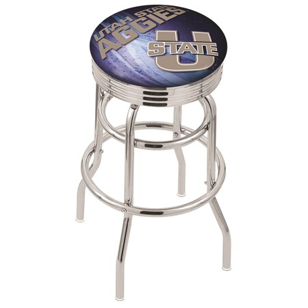 Holland Bar Stool Co 30" Chrome 2-Ring Utah State Swivel Bar Stool, Accent Ring L7C3C30UtahSt-D2